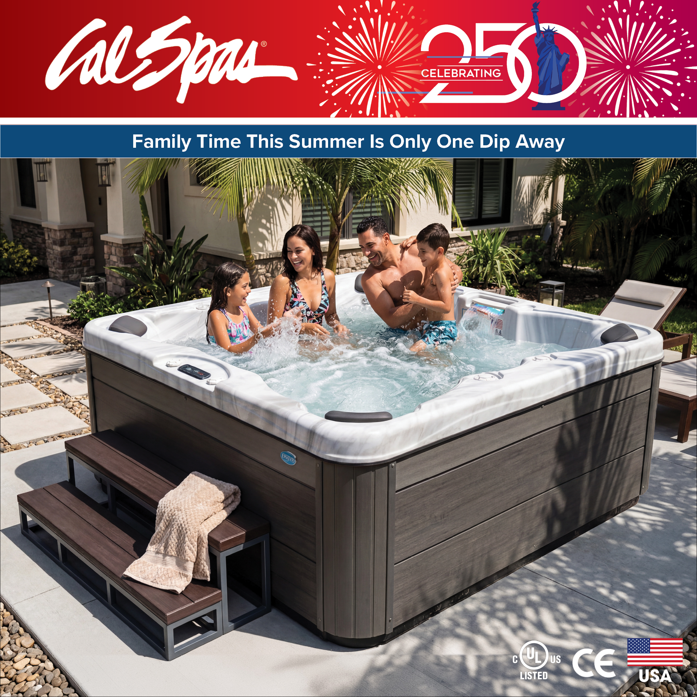 Calspas hot tub being used in a family setting - Gunnison